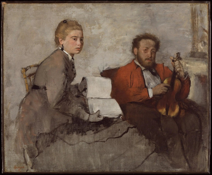 Viulisti ja nuori nainen musiikkivihko kädessään) - Edgar Degas