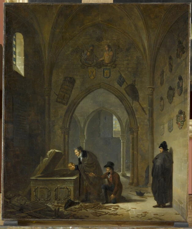 Vivant Denon remettant dans leurs tombeaux les restes du Cid et de Chimène - Adolphe Roehn
