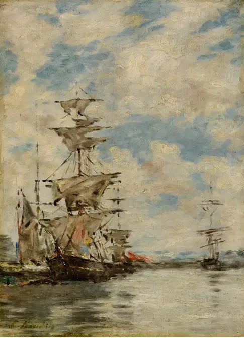 Purjeveneet satamassa - Eugène Boudin