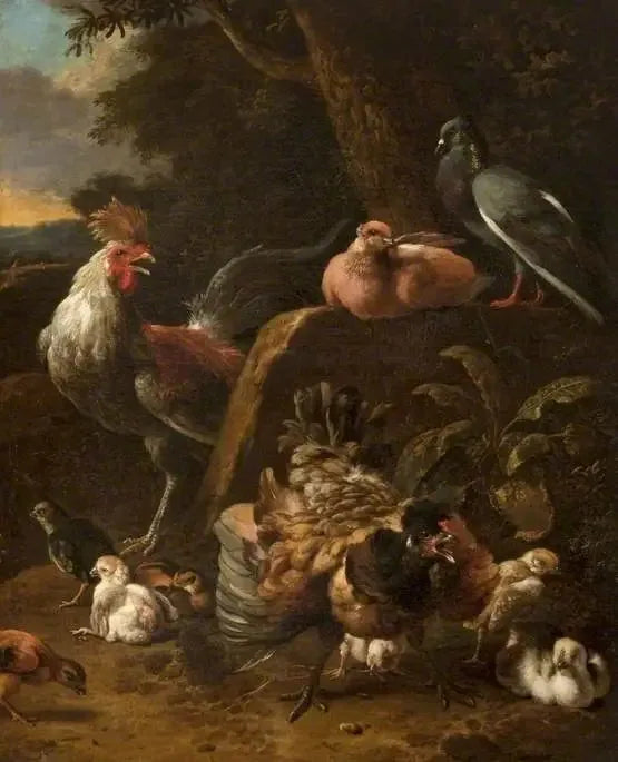 Kotieläimet ja kyyhkyset - Melchior de Hondecoeter