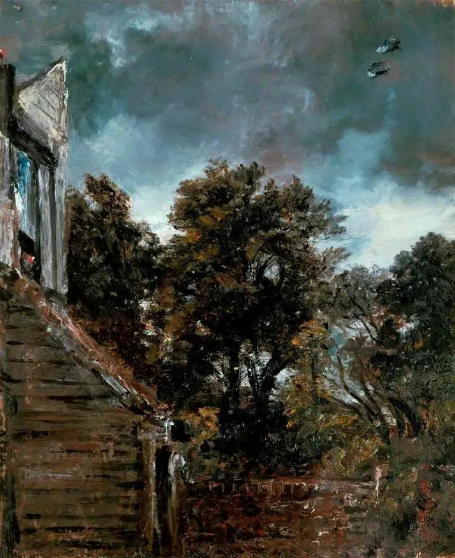 Näkymä puutarhassa, vasemmalla varastorakennus - John Constable