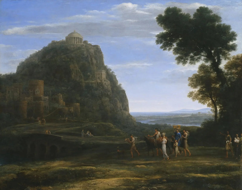 Näkymä Delfeestä kulkueen kanssa - Claude Lorrain