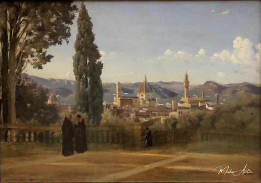 Vue de Florence depuis le jardin de Boboli - Camille Corot - Reproductions de tableaux et peintures haut de gamme