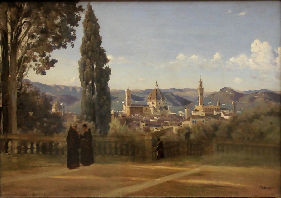 Näkymä Firenzestä Bobolin puutarhasta - Jean-Baptiste Camille Corot