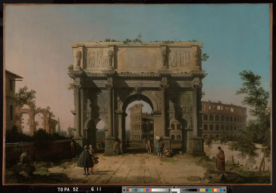 Constantinuksen kaaren näkymä Colosseumilla - Canaletto