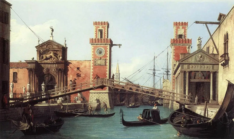Arsenal-alueen sisäänkäynnin näkymä - Canaletto