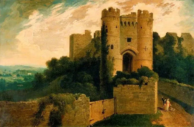 Näkymä Carisbrooke-linnan sisäänkäynniltä, Wightin saari - John Martin
