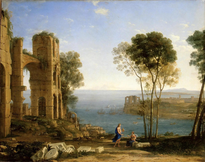 Näkymä rannasta Apollonilla ja Cumen sibyllalla - Claude Lorrain