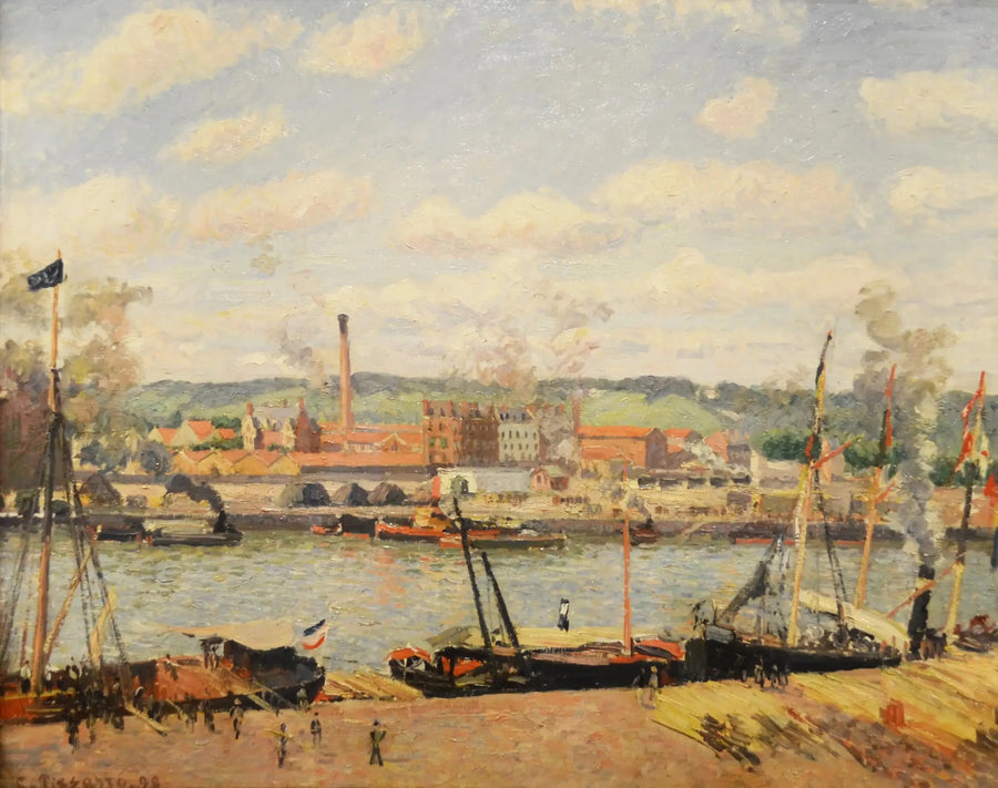 Oisselin puuvillapellon näköala, Rouenin ympäristö - Camille Pissarro