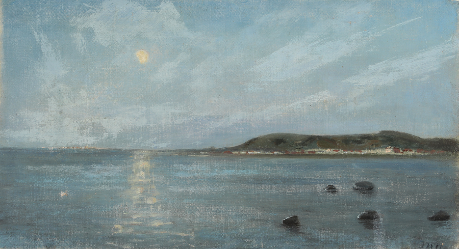 Merinäkymä kuunvalossa. -Michael Peter Ancher
