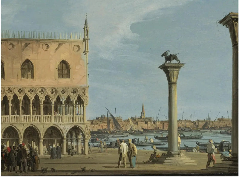 Näkymä Piazzettalta Dogen palatsin lounaiskulmasta - Canaletto