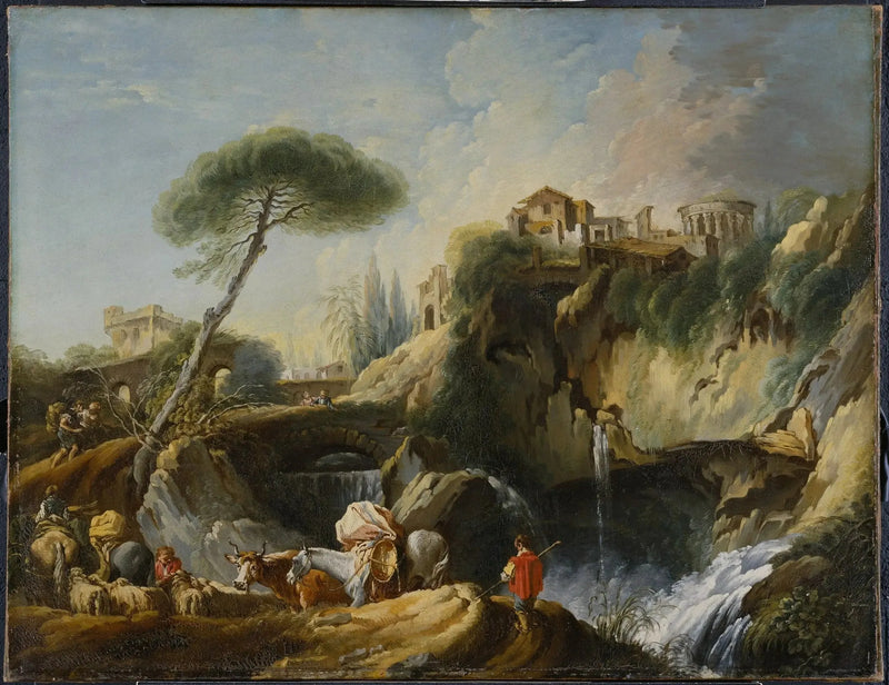 Tivolin näköala Vesta-temppelillä - François Boucher