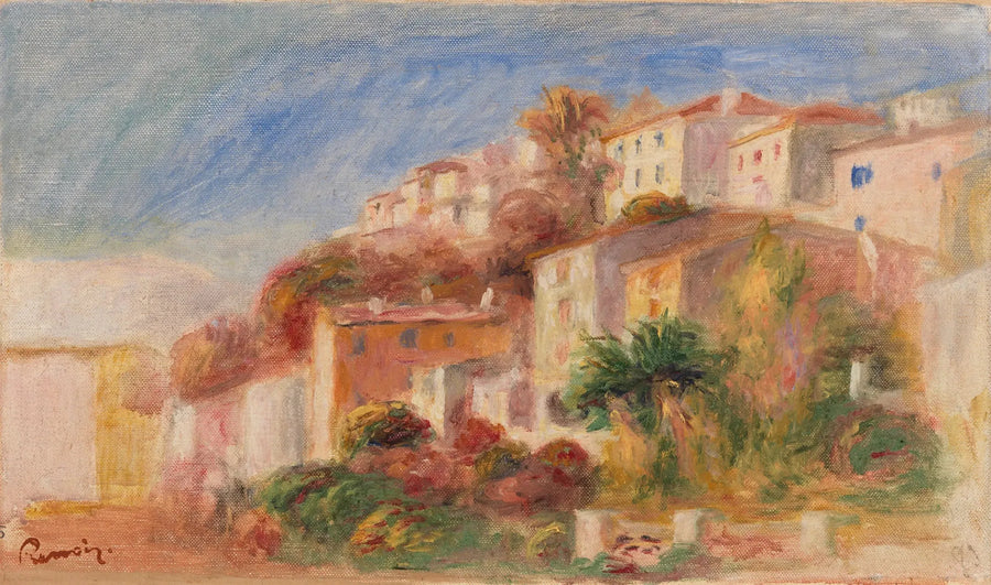 Näkymä Postin puutarhasta, Cagnes (Kylä Postin puutarhasta, Cagnes) - Pierre-Auguste Renoir