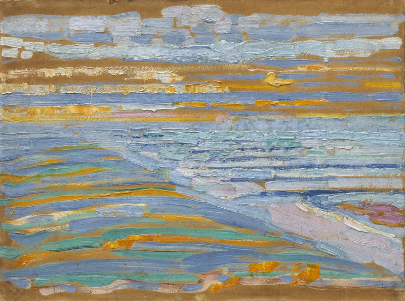 Näkymä dyynien yli rannalle ja laitureille, Domburg - Piet Mondrian
