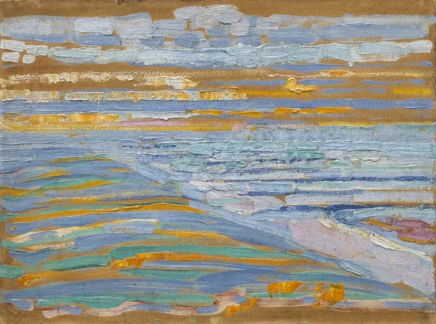 Näkymä dyynien yli rannalle ja laitureille, Domburg - Piet Mondrian