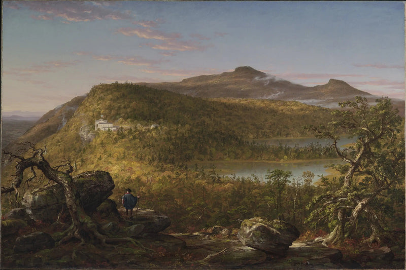 Näkymä kahdesta järvestä ja Mountain House -vuoresta, Catskill-vuoret, aamu - Thomas Cole