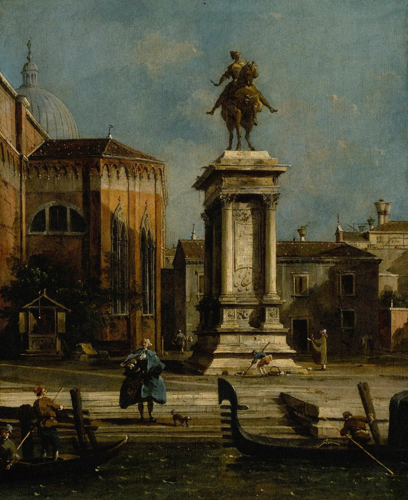 Näkymä Santi Giovanni e Paolo -kirkosta ja Bartolomeo Colleonin ratsastajapatsaasta - Canaletto
