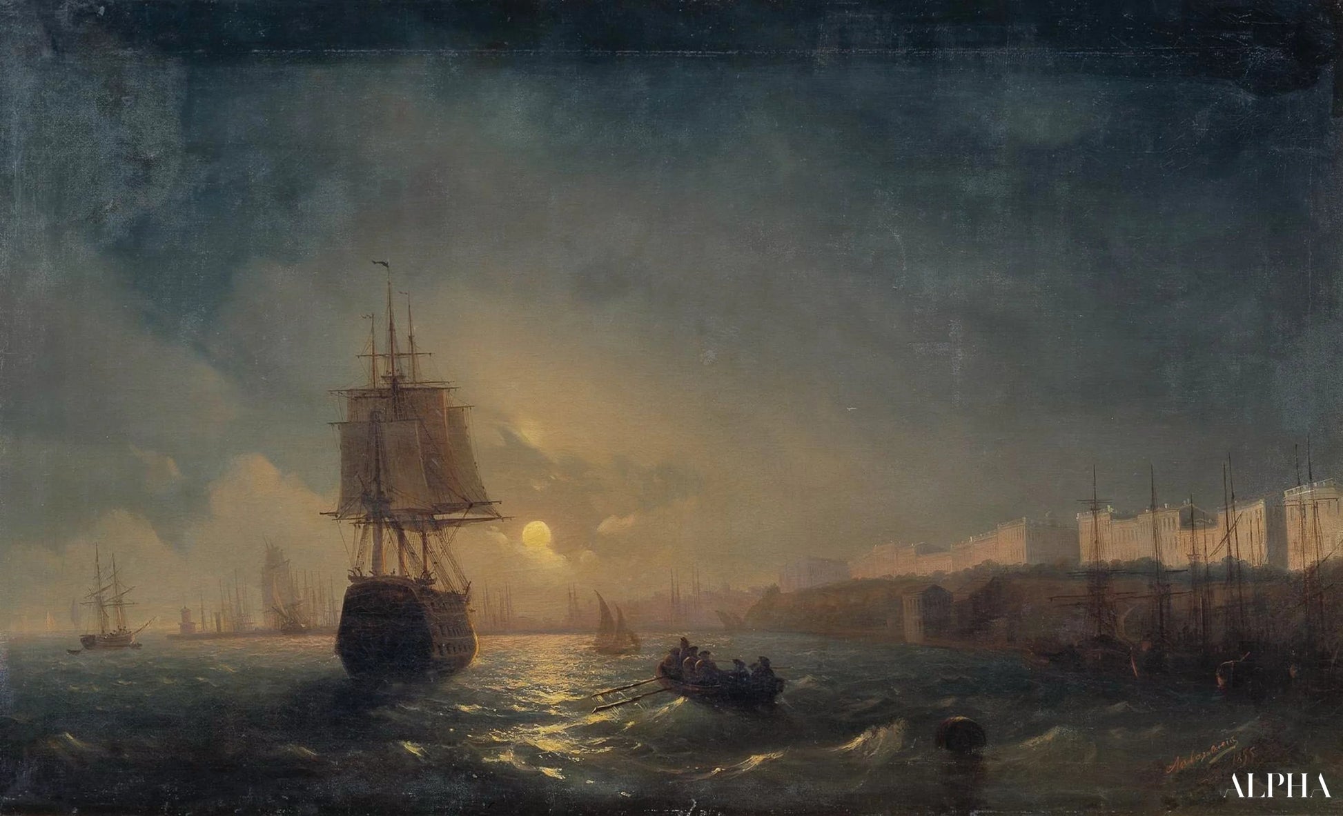 "Odessan näkymä kuutamoöinä - Ivan Aïvazovski - Taulujen ja korkealaatuisten maalauksien reproduktiot"
