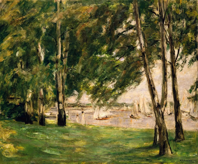 Näkymä Wannsee-järvelle purjeveneiden kanssa - Max Liebermann