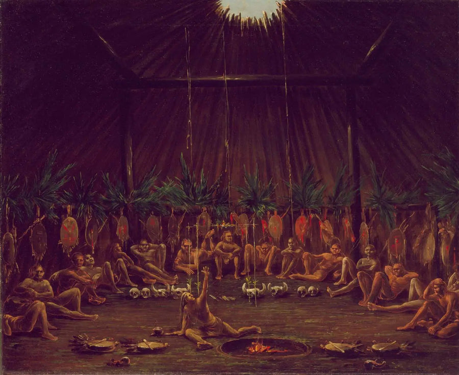 Sisäkuva Medicine Lodge -seremonian Mandan O-kee-pa - George Catlin