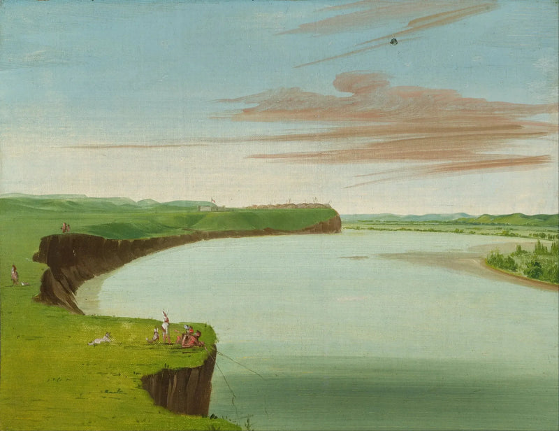 Kaukokatsaus Mandan-kylään - George Catlin