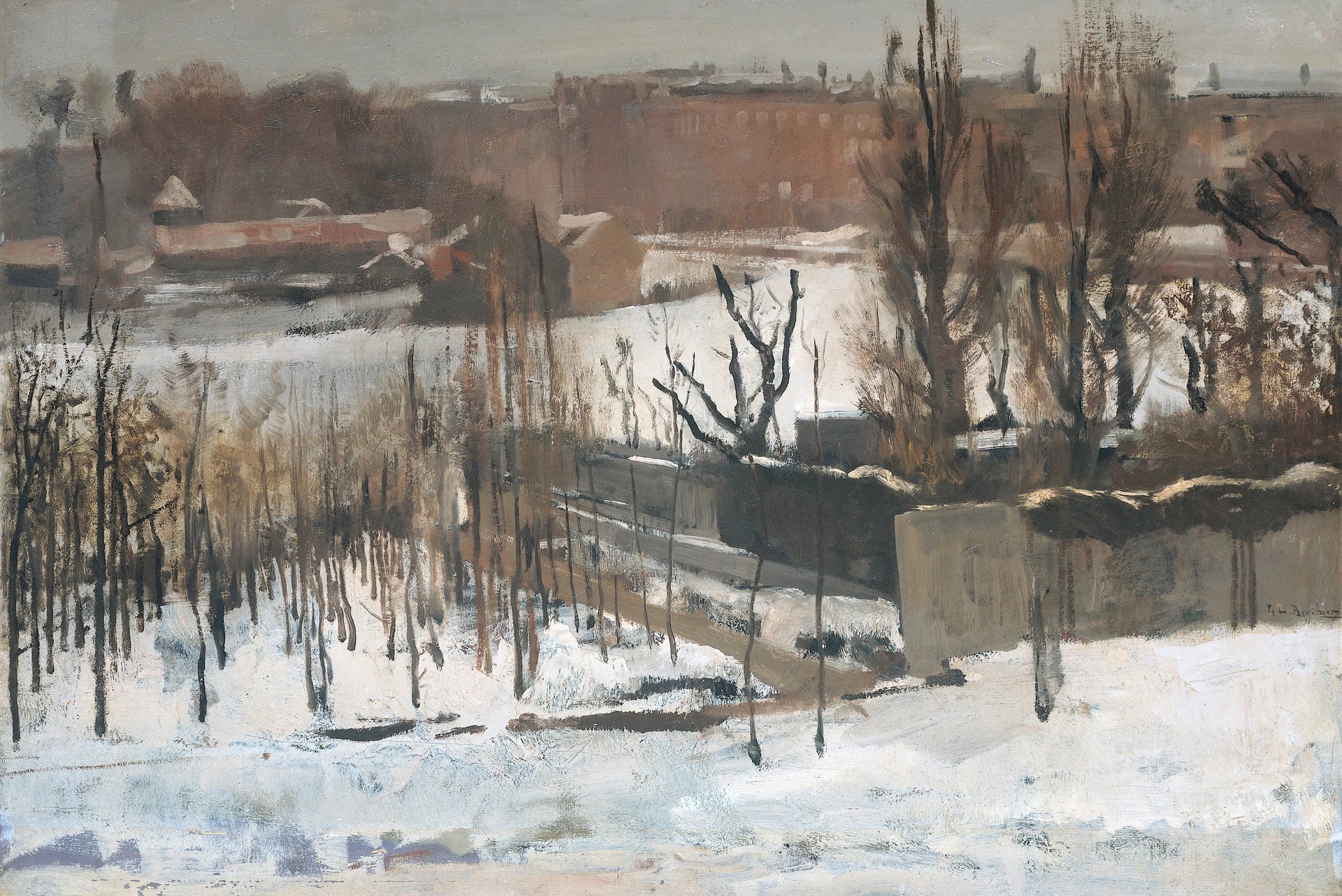 Vue de l'Oosterpark à Amsterdam dans la neige - George Hendrik Breitner