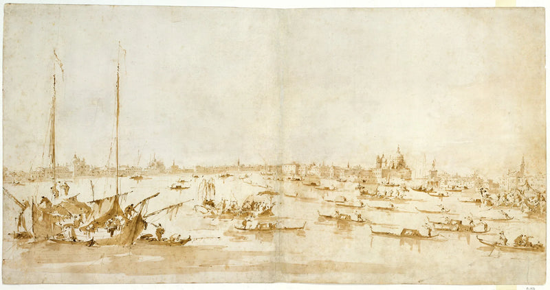 Panoraamakuva San Marcovalta, katsellen Giudeccan kanaalia - Francesco Guardi