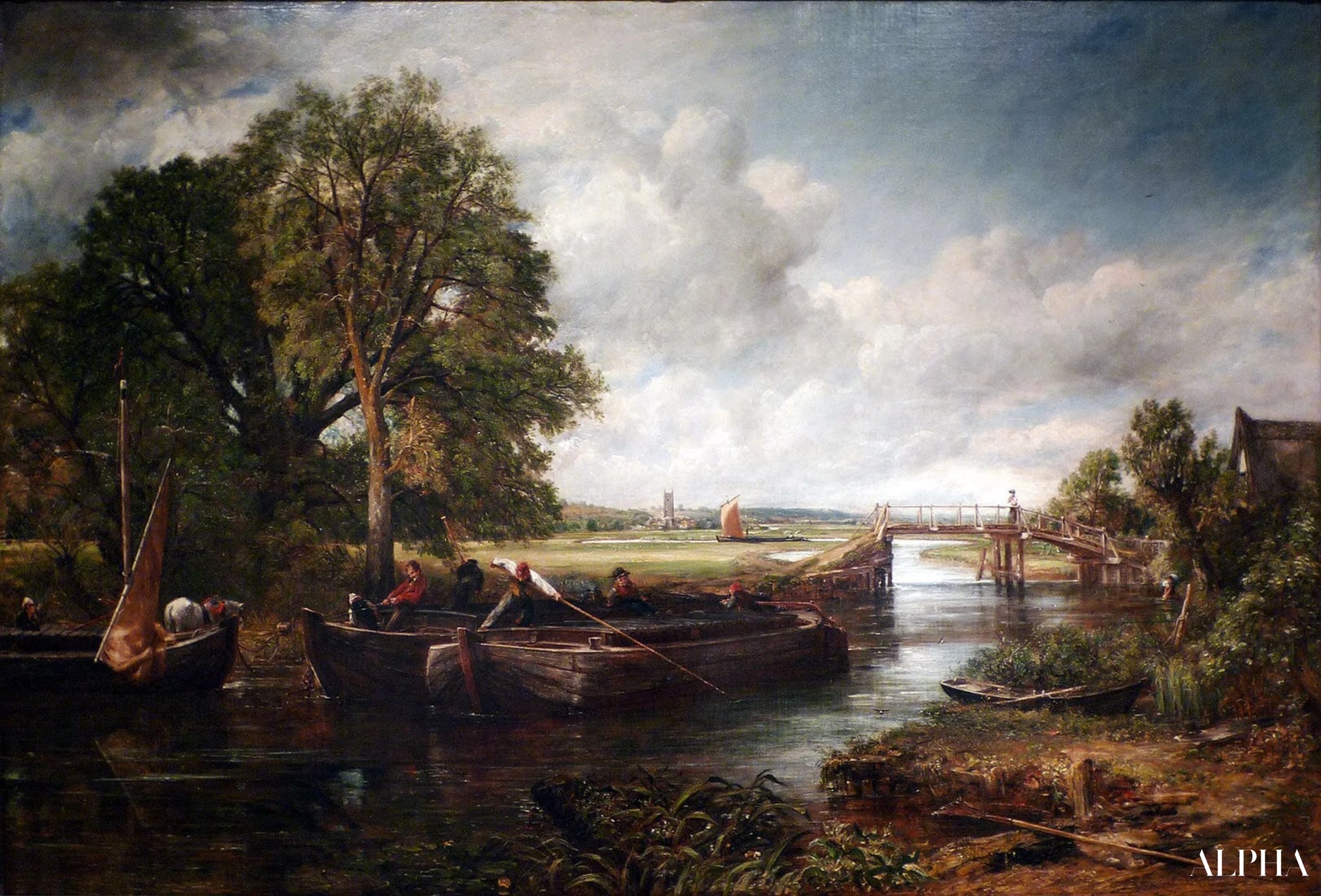 "Näkymä Stour-joelle lähellä Dedhamia, 1822 - John Constable - Korkealaatuiset taulujen ja maalauksien reproduktiot"