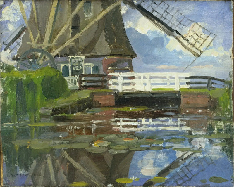Leikattu näkymä Broekzijder-myllystä Gein-lavoilla, jotka on suunnattu länteen - Piet Mondrian