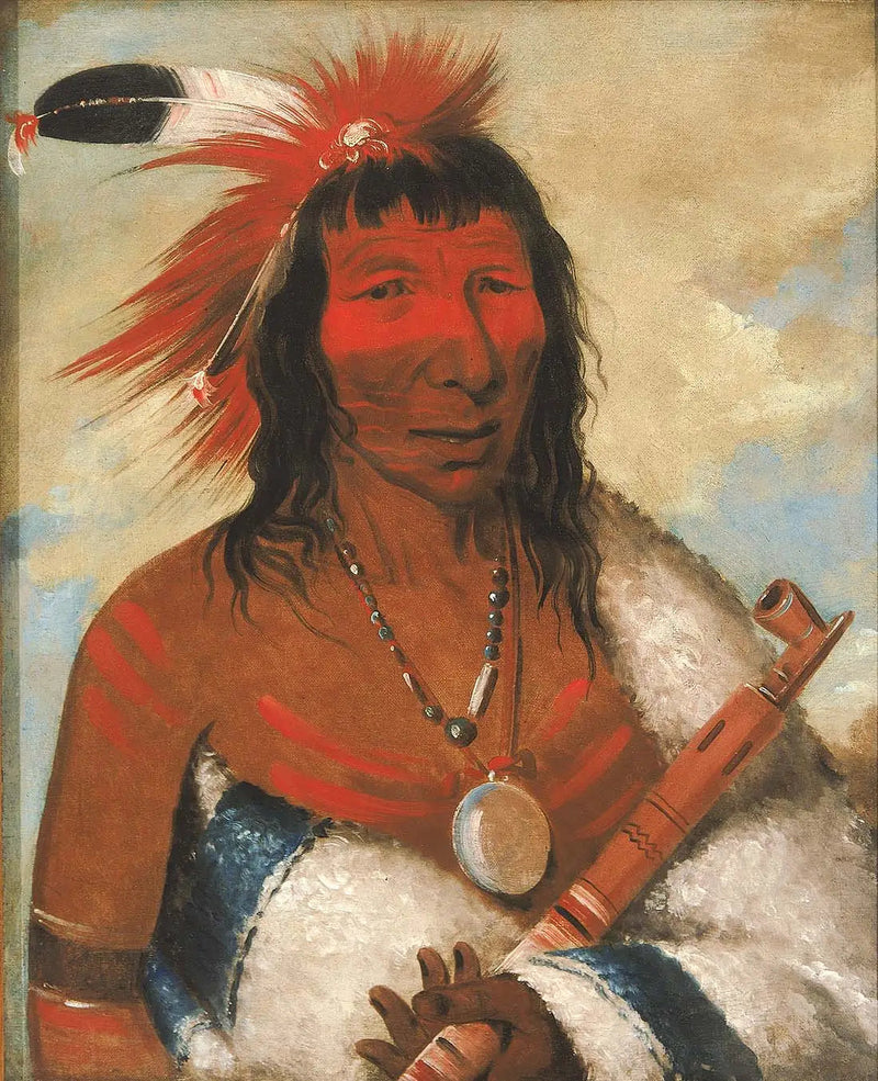 Wá-nah-de-túnk-ah, Suuri Kotka (tai Musti Koira), Lauman Johtaja O-hah-kas-ka-toh-y-an-te - George Catlin