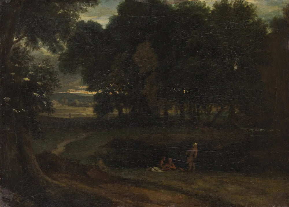 Waldlandschaft mit Badenden - Jean-François Millet image 1 reproduction de peinture à l’huile