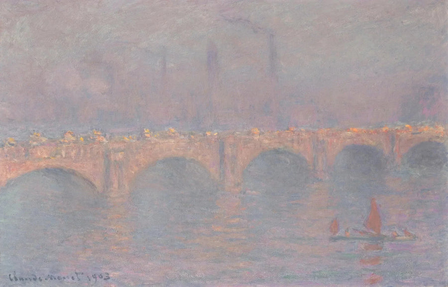 Waterloo-silta, himmeä aurinko - Claude Monet