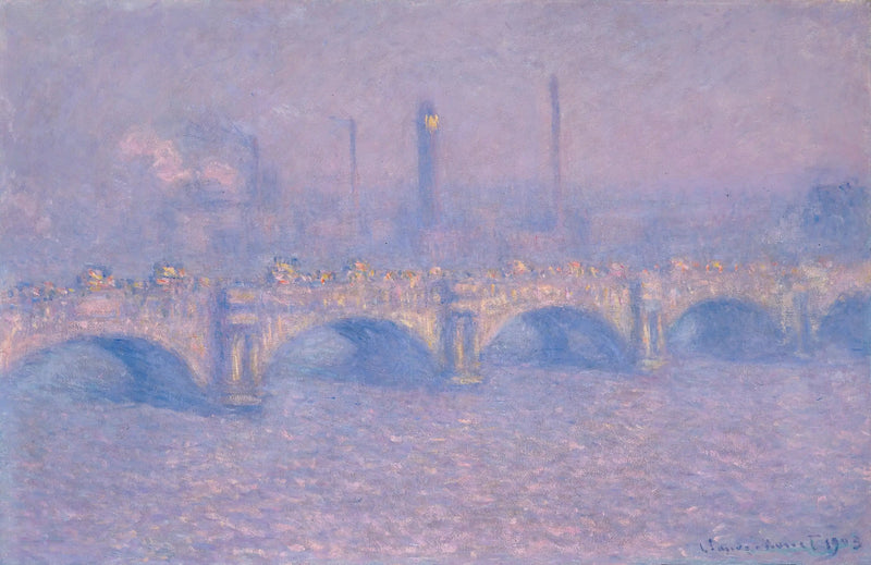 Waterloo-silta, himmeä aurinko. - Claude Monet