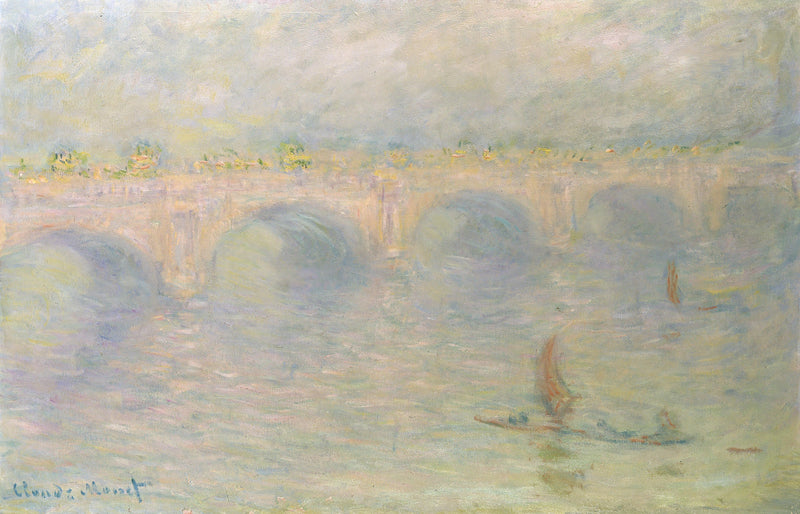 Waterloo Bridge, Lontoo, aurinkotehoste - Claude Monet