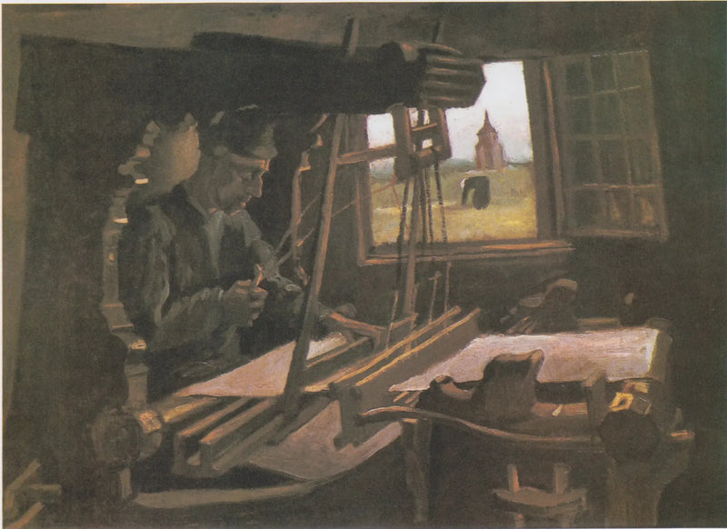 Weber avoimen ikkunan edessä, josta on näkymä Nuenenin torniin - Vincent van Gogh