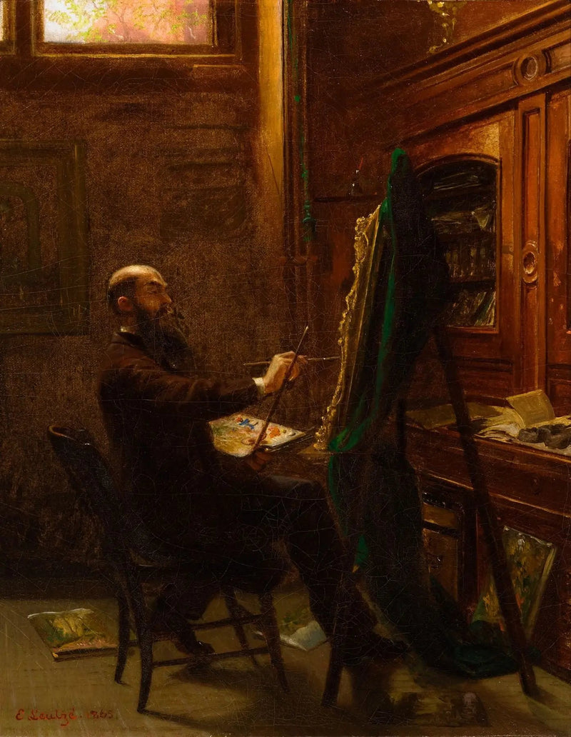 Worthington Whittredge hänen Tenth Streetin studiossaan - Emanuel Leutze