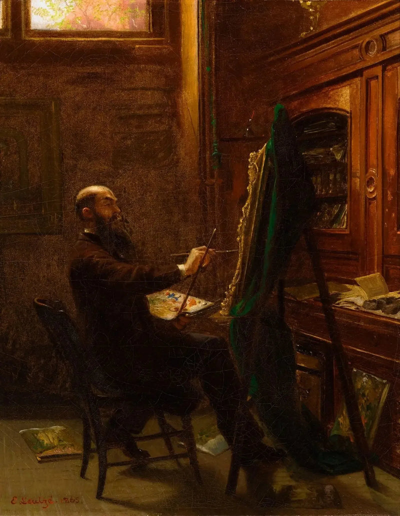 Worthington Whittredge hänen Tenth Streetin studiossaan - Emanuel Leutze